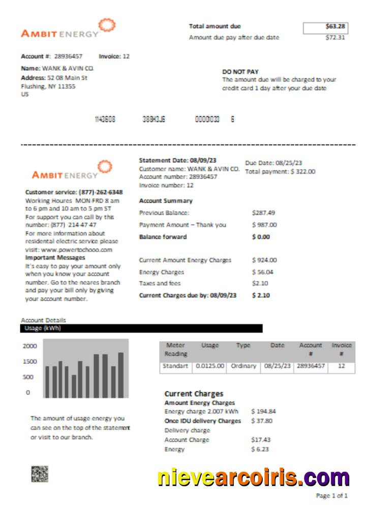 Ambit Energy utility business bill